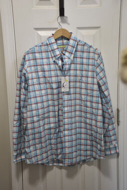 NWT Mobile Bay Plaid Button Down Shirt Wrinkle Resistant Long Sleeve M LSC074